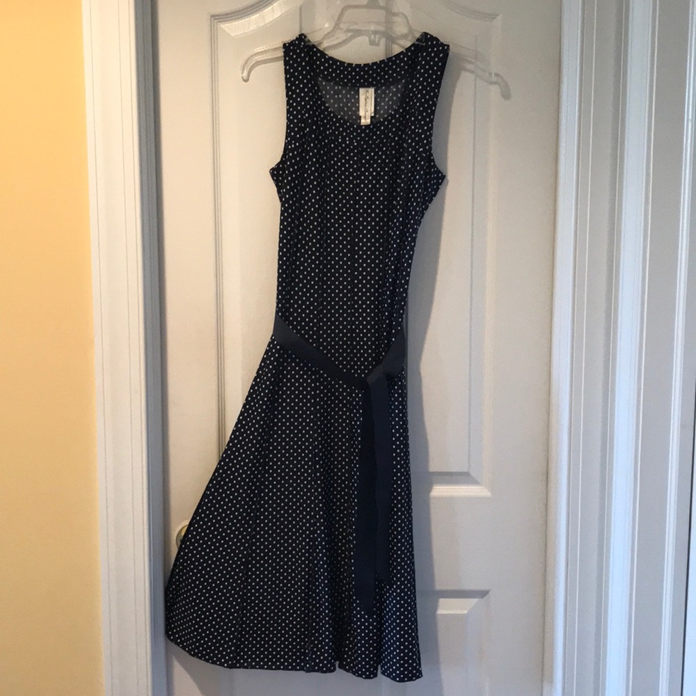 Dark navy polka dot sleeveless dress